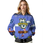 customized marquette golden eagles mario blocks blue black varsity jacket best selling