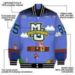 customized marquette golden eagles mario blocks blue black varsity jacket best selling