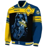 customized marquette golden eagles reaper hands blue black varsity jacket best selling