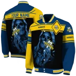 customized marquette golden eagles reaper hands blue black varsity jacket best selling