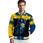 customized marquette golden eagles reaper hands blue black varsity jacket best selling
