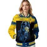 customized marquette golden eagles reaper hands blue black varsity jacket best selling