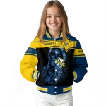 customized marquette golden eagles reaper hands blue black varsity jacket best selling
