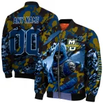 customized marquette golden eagles skull horde blue bomber jacket best selling