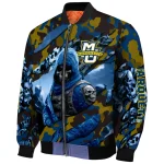 customized marquette golden eagles skull horde blue bomber jacket best selling