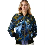 customized marquette golden eagles skull horde blue bomber jacket best selling