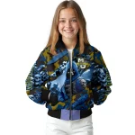 customized marquette golden eagles skull horde blue bomber jacket best selling