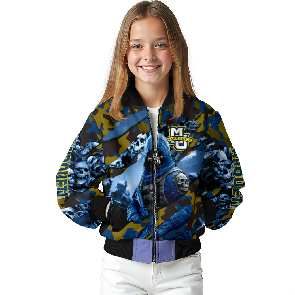 customized marquette golden eagles skull horde blue bomber jacket top rated customized marquette golden eagles skull horde blue bomber jacket top rated