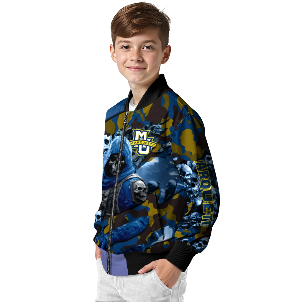 customized marquette golden eagles skull horde blue bomber jacket trendy customized marquette golden eagles skull horde blue bomber jacket trendy