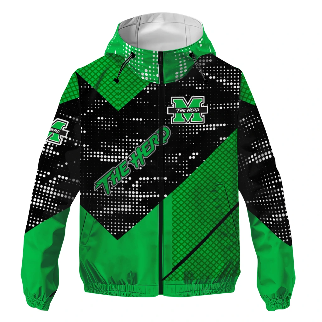 customized marshall thundering herd arrow matrix green black windbreaker jacket best selling customized marshall thundering herd arrow matrix green black windbreaker jacket best selling