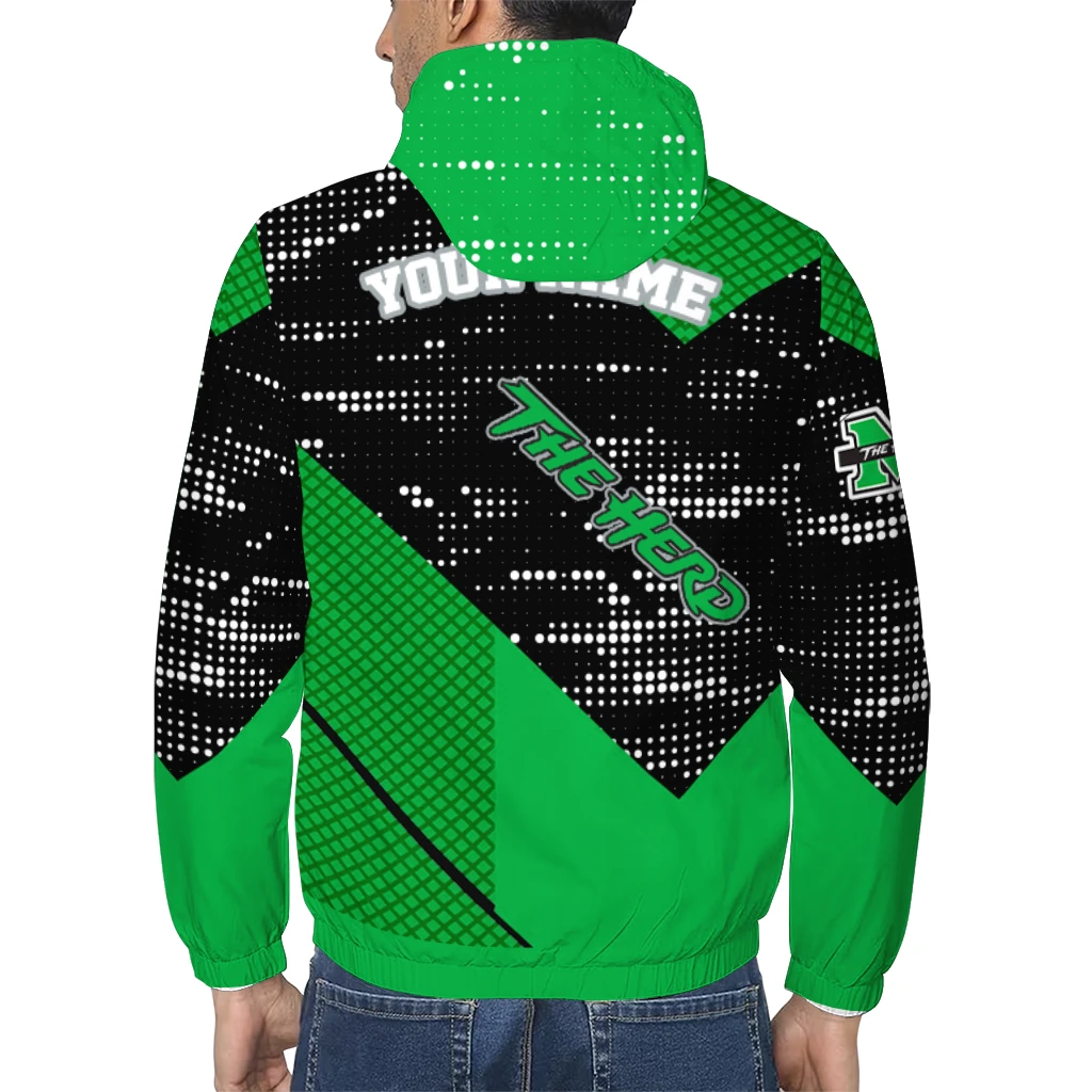 customized marshall thundering herd arrow matrix green black windbreaker jacket trendy customized marshall thundering herd arrow matrix green black windbreaker jacket trendy