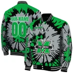 customized marshall thundering herd burst splatter green varsity jacket best selling