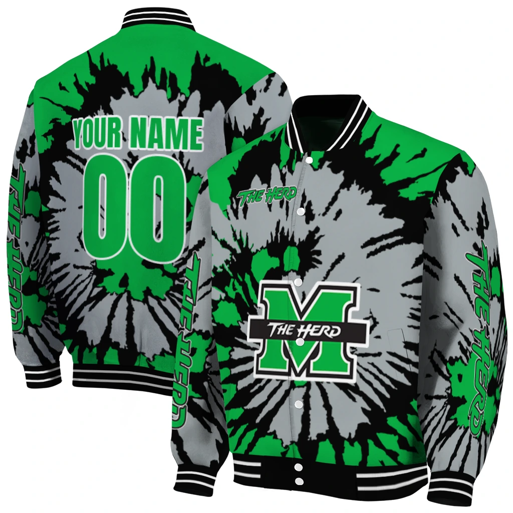 customized marshall thundering herd burst splatter green varsity jacket fashion forward customized marshall thundering herd burst splatter green varsity jacket fashion forward