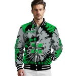 customized marshall thundering herd burst splatter green varsity jacket best selling