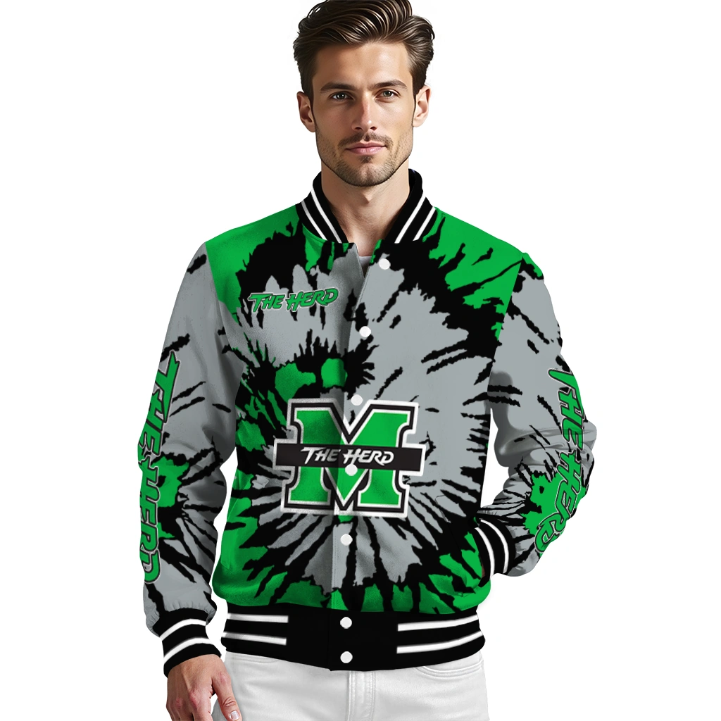 customized marshall thundering herd burst splatter green varsity jacket high quality customized marshall thundering herd burst splatter green varsity jacket high quality