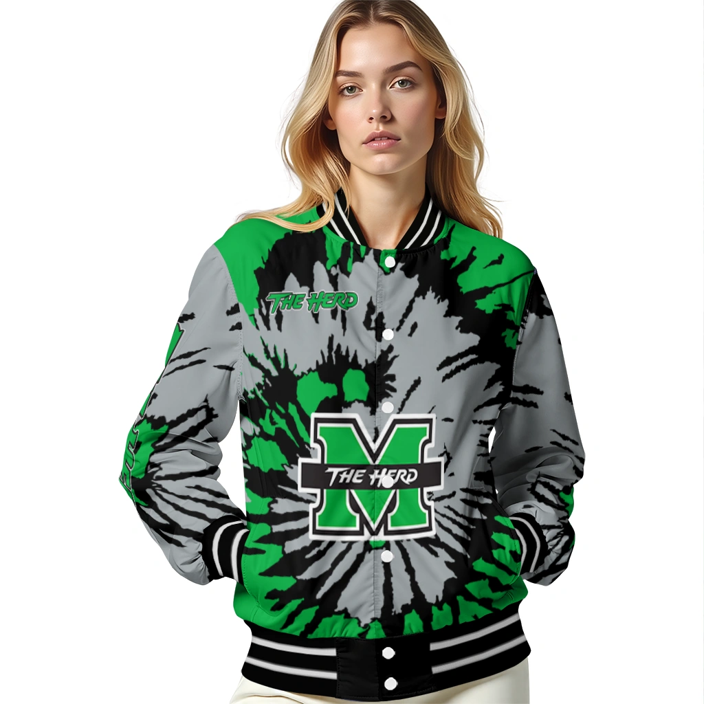 customized marshall thundering herd burst splatter green varsity jacket latest model customized marshall thundering herd burst splatter green varsity jacket latest model