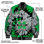 customized marshall thundering herd burst splatter green varsity jacket best selling