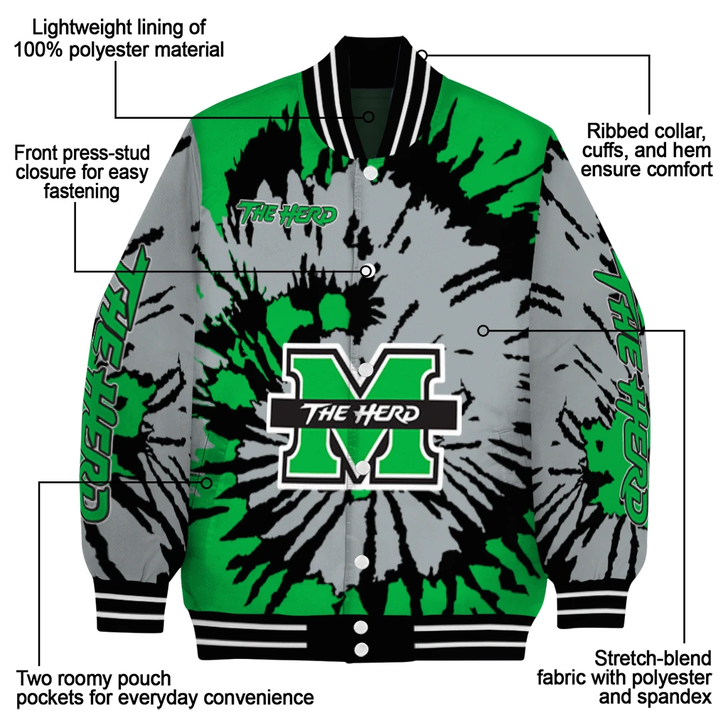 customized marshall thundering herd burst splatter green varsity jacket new arrival customized marshall thundering herd burst splatter green varsity jacket new arrival