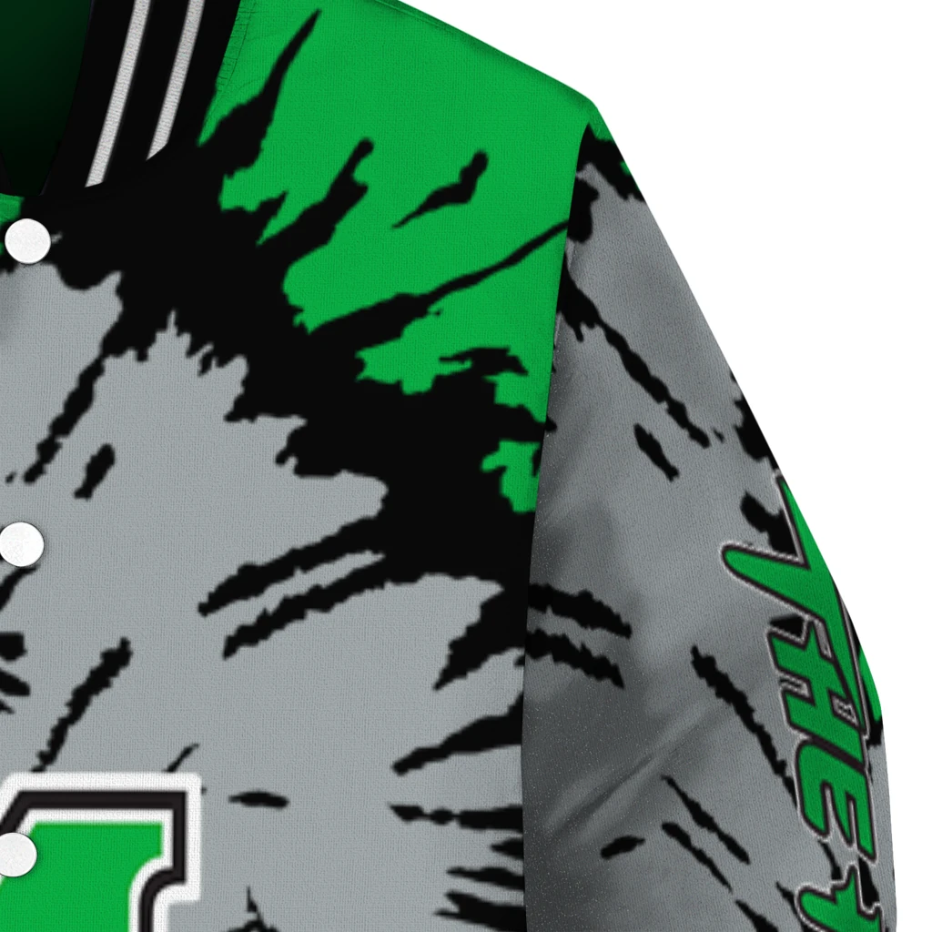 customized marshall thundering herd burst splatter green varsity jacket premium grade customized marshall thundering herd burst splatter green varsity jacket premium grade
