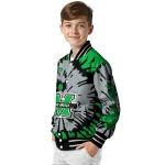 customized marshall thundering herd burst splatter green varsity jacket best selling