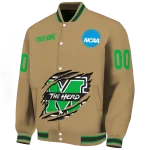 customized marshall thundering herd claw effect beige varsity jacket best selling