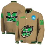 customized marshall thundering herd claw effect beige varsity jacket best selling