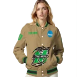 customized marshall thundering herd claw effect beige varsity jacket best selling