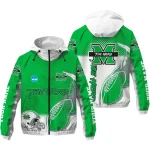 customized marshall thundering herd football flame green white windbreaker jacket best selling