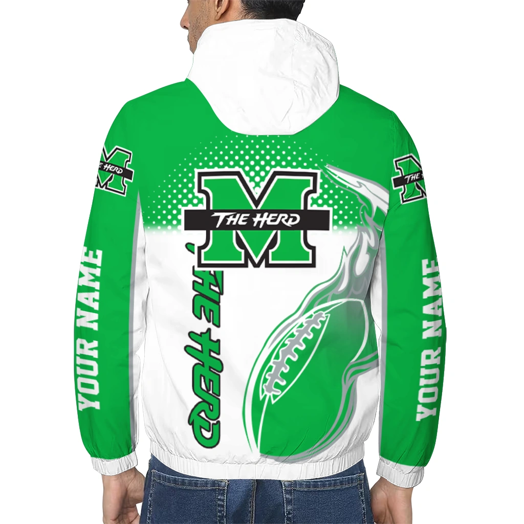 customized marshall thundering herd football flame green white windbreaker jacket trendy customized marshall thundering herd football flame green white windbreaker jacket trendy