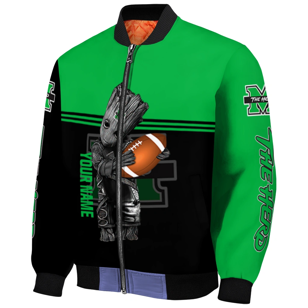 customized marshall thundering herd groot football green black bomber jacket fashion forward customized marshall thundering herd groot football green black bomber jacket fashion forward