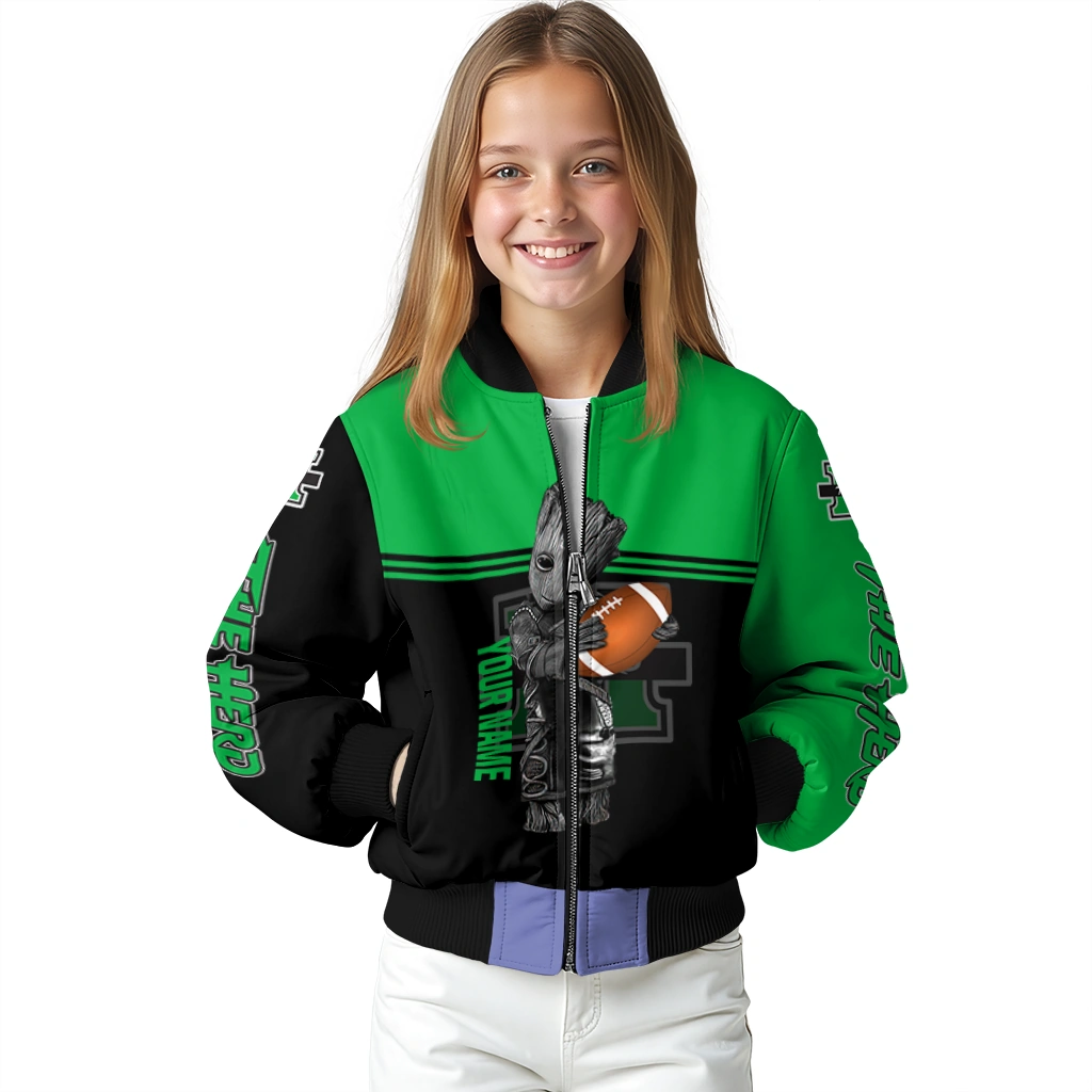 customized marshall thundering herd groot football green black bomber jacket top rated customized marshall thundering herd groot football green black bomber jacket top rated