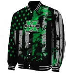 customized marshall thundering herd star stripes green black varsity jacket best selling