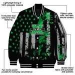 customized marshall thundering herd star stripes green black varsity jacket best selling