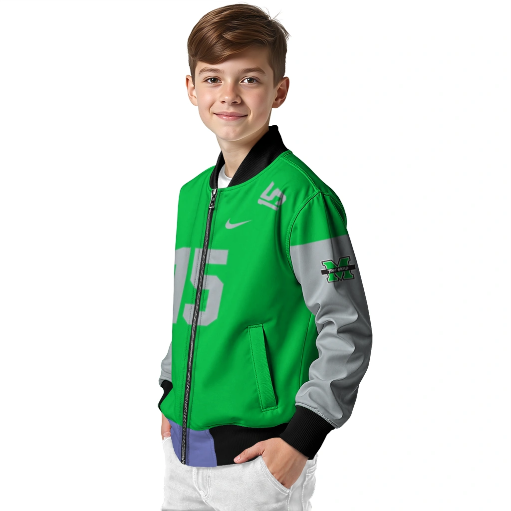 customized marshall thundering herd team patch green bomber jacket trendy customized marshall thundering herd team patch green bomber jacket trendy
