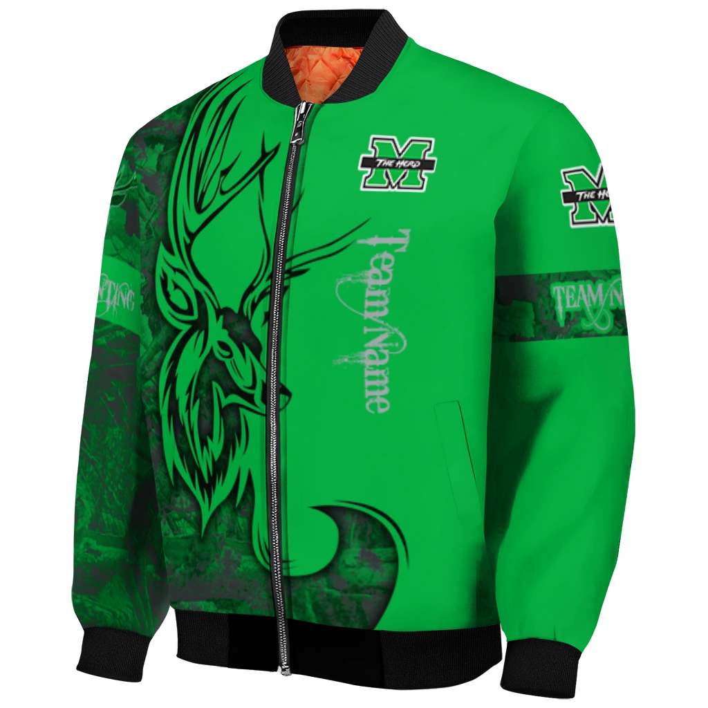 customized marshall thundering herd tribal deer art green bomber jacket fashion forward customized marshall thundering herd tribal deer art green bomber jacket fashion forward