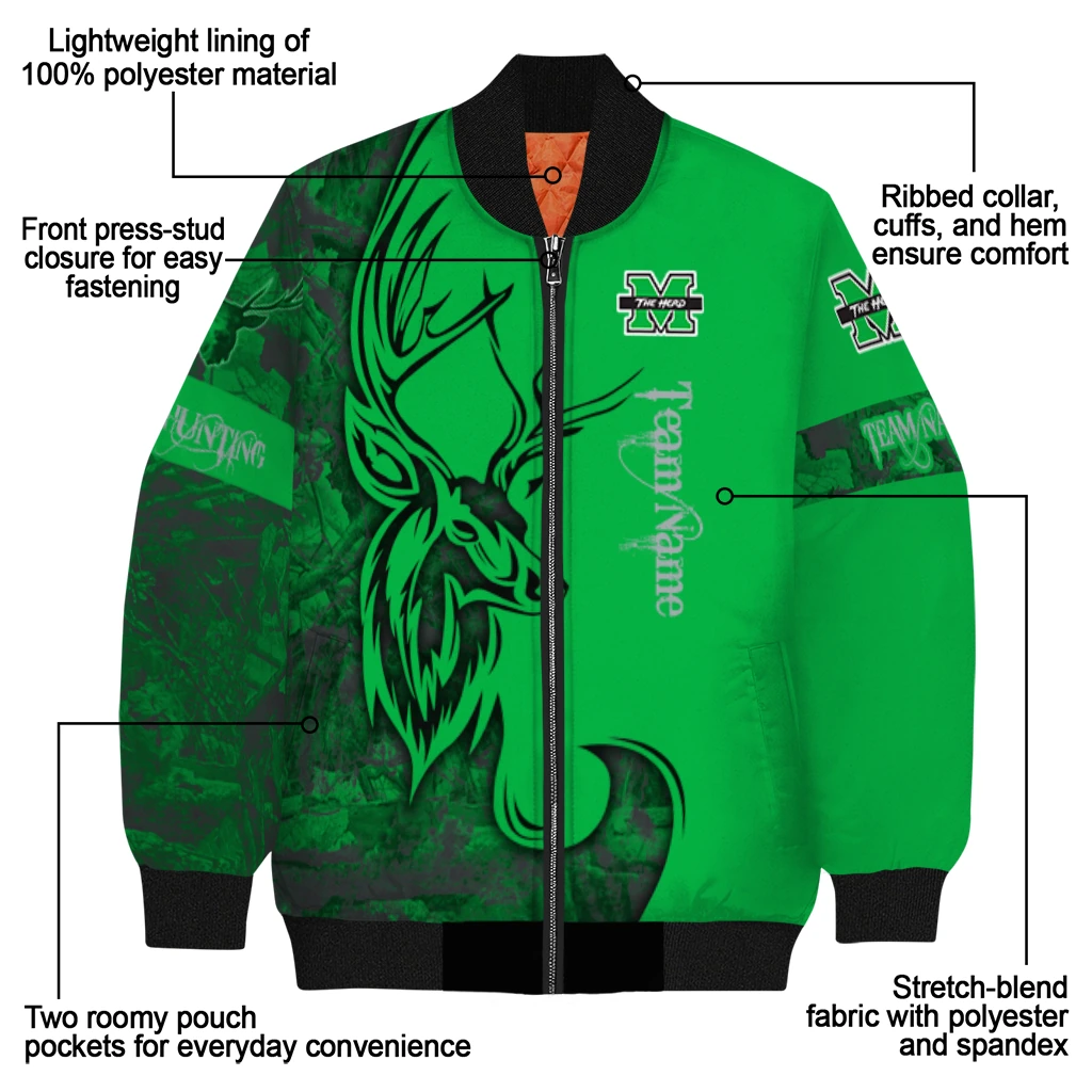 customized marshall thundering herd tribal deer art green bomber jacket new arrival customized marshall thundering herd tribal deer art green bomber jacket new arrival
