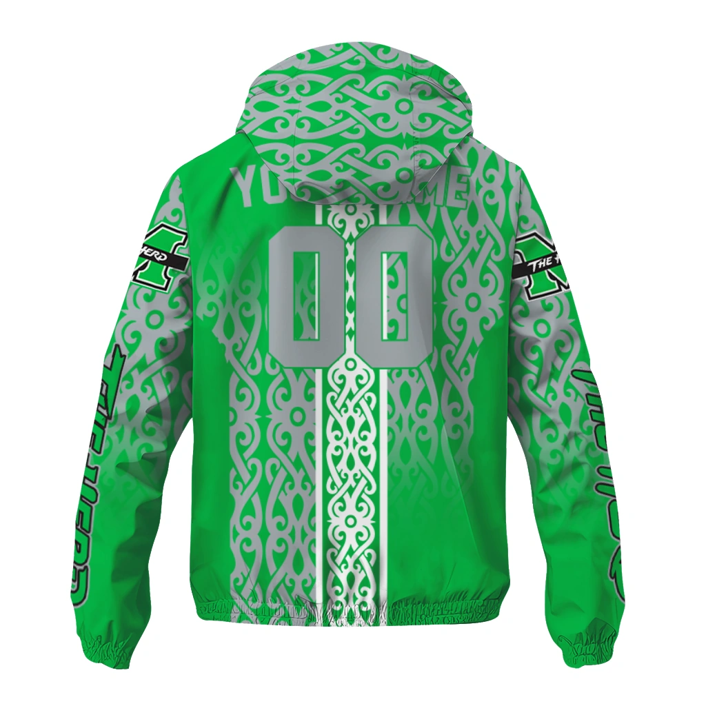 customized marshall thundering herd tribal swirls green windbreaker jacket fashion forward customized marshall thundering herd tribal swirls green windbreaker jacket fashion forward