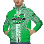 customized marshall thundering herd tribal swirls green windbreaker jacket best selling