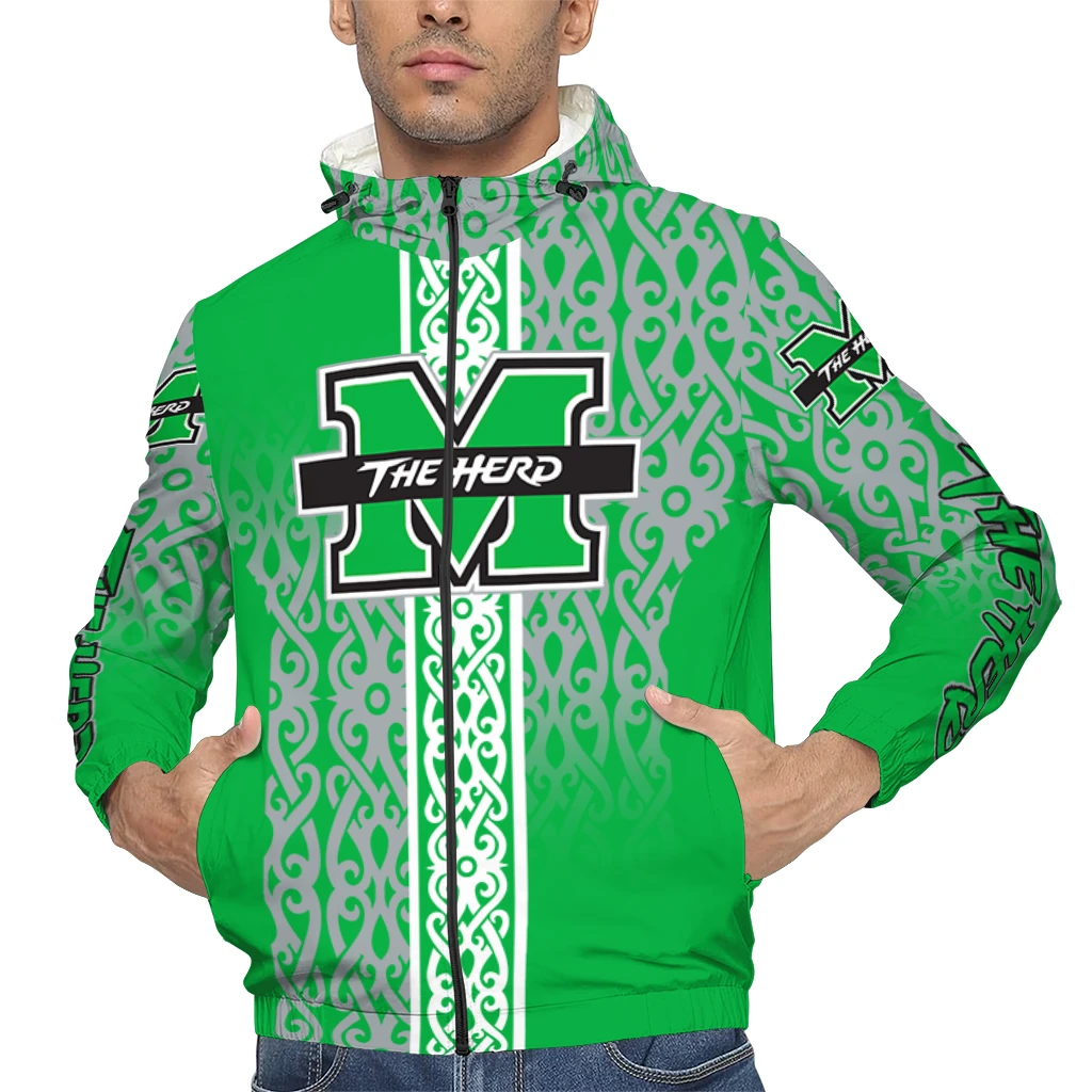 customized marshall thundering herd tribal swirls green windbreaker jacket top rated customized marshall thundering herd tribal swirls green windbreaker jacket top rated
