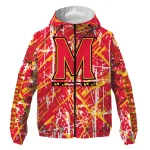customized maryland terrapins brushstroke pattern red windbreaker jacket best selling