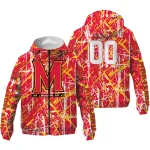 customized maryland terrapins brushstroke pattern red windbreaker jacket best selling