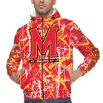 customized maryland terrapins brushstroke pattern red windbreaker jacket best selling