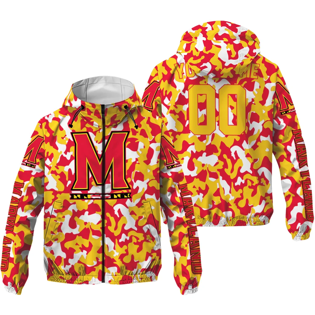 customized maryland terrapins camouflage mashup red windbreaker jacket high quality customized maryland terrapins camouflage mashup red windbreaker jacket high quality