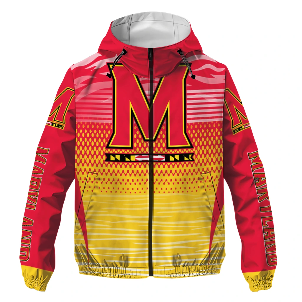 customized maryland terrapins pattern layers red windbreaker jacket best selling customized maryland terrapins pattern layers red windbreaker jacket best selling