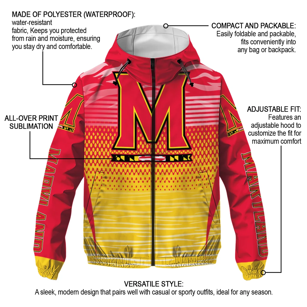 customized maryland terrapins pattern layers red windbreaker jacket new arrival customized maryland terrapins pattern layers red windbreaker jacket new arrival
