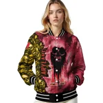 customized maryland terrapins skull cluster red varsity jacket best selling
