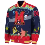 customized maryland terrapins spongebob playtime red blue varsity jacket best selling