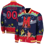 customized maryland terrapins spongebob playtime red blue varsity jacket best selling