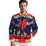 customized maryland terrapins spongebob playtime red blue varsity jacket best selling