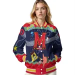 customized maryland terrapins spongebob playtime red blue varsity jacket best selling